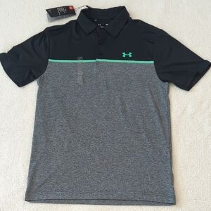 Under Armour Men's Black, Gray, and Green Polo Shirt
